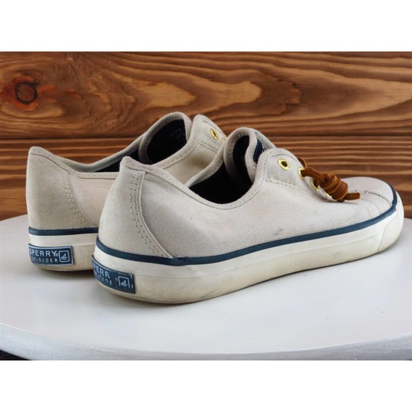 SPERRY Size 8.5 Boat Shoe‎ Beige Fabric Medium Lace Up Women - Picture 6 of 11